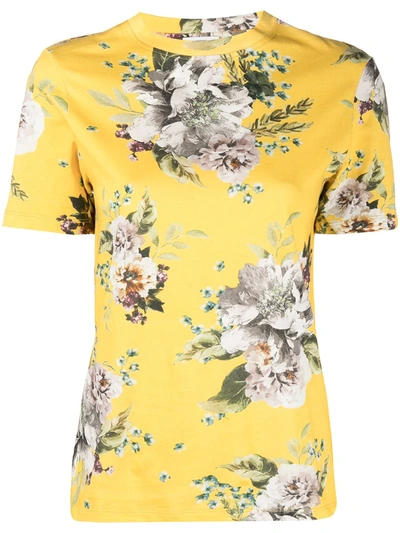 Shop Erdem Hettie Floral-print Cotton T-shirt In Yellow