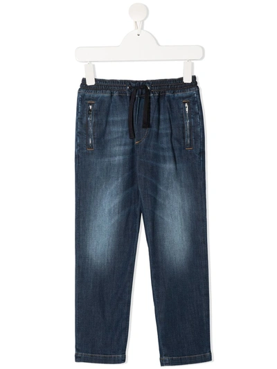 Shop Dolce & Gabbana Drawstring-waist Jeans In Blue