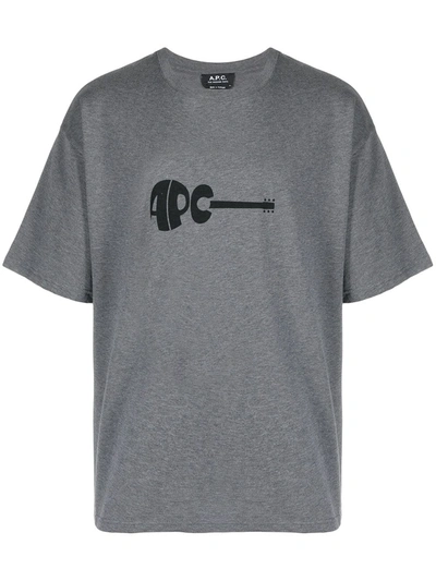 Shop Apc Logo-print Crew-neck T-shirt In Grey