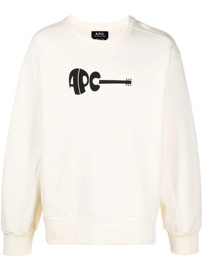 Shop Apc Logo-print Crew-neck Sweatshirt In Yellow