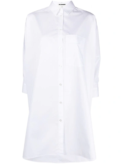 Shop Jil Sander Longline Poplin Shirt In White