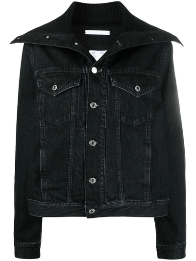 Shop Helmut Lang Spread-collar Denim Jacket In Black