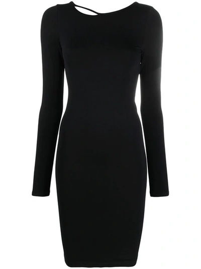 Shop Helmut Lang V-back Long-sleeved Dress In Black