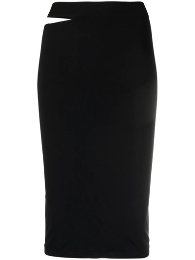 Shop Helmut Lang Cut-out Detail Skirt In Black