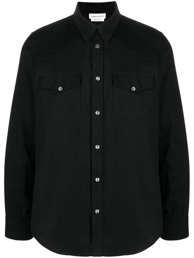 Shop Alexander Mcqueen Selvedge-tape Denim Shirt In Black