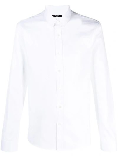 Shop Balmain Formal Cotton Shirt In White