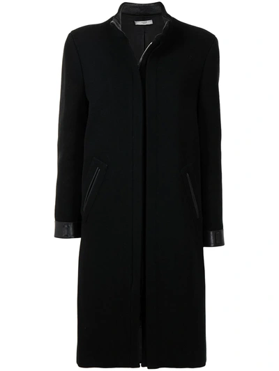 Pre-owned Prada Mock Neck Single-breasted Coat In Black
