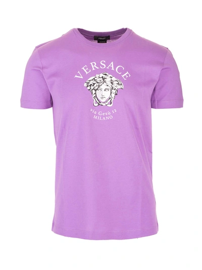 Shop Versace Medusa T-shirt In Lilac In Purple