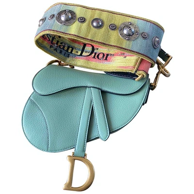 Pre-owned Dior Saddle Leather Crossbody Bag In Green