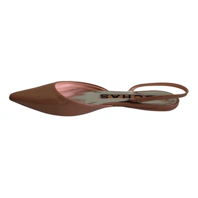 Pre-owned Rochas Patent Leather Ballet Flats In Pink