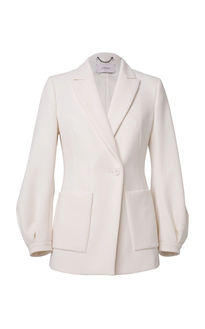 Shop Dorothee Schumacher Sophisticated Perfection Puff-sleeve Crepe Blazer In White