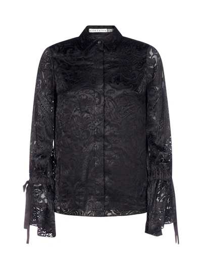 Shop Alice And Olivia Willa Silk-blend Jacquard Shirt In Feminine Escape Sm Black