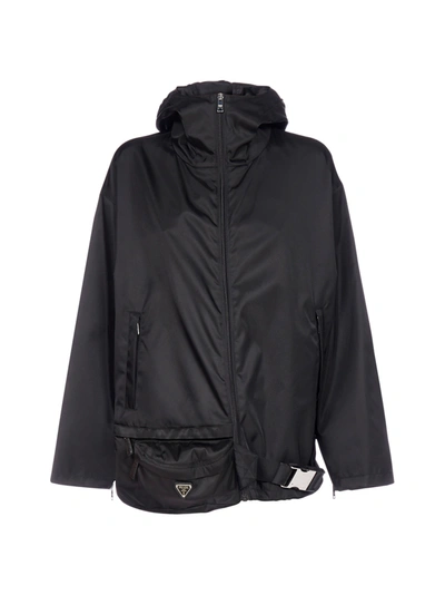 Shop Prada Belt Bag-detail Re-nylon Jacket In Nero