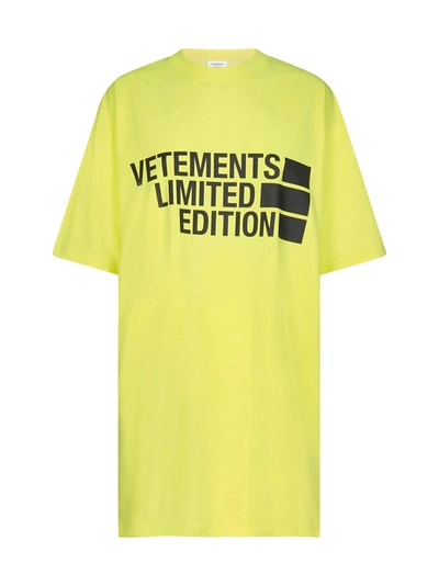 Shop Vetements Limited Edition Logo Oversized Cotton T-shirt In Neon Yellow