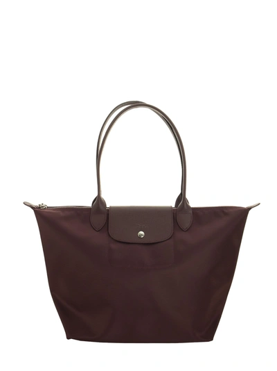 Shop Longchamp Le Pliage Néo - Shoulder Bag L In Gold/violet