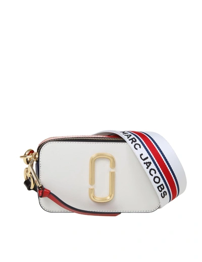 Marc Jacobs The Snapshot Bag In White / Red Leather In Coconut