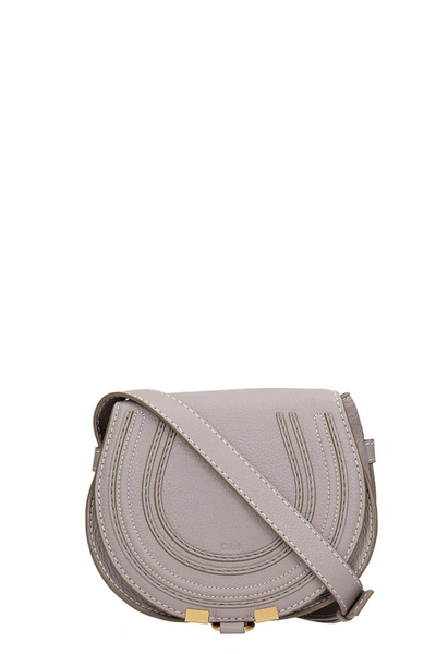 Shop Chloé Mini Marcie Shoulder Bag In Grey Leather