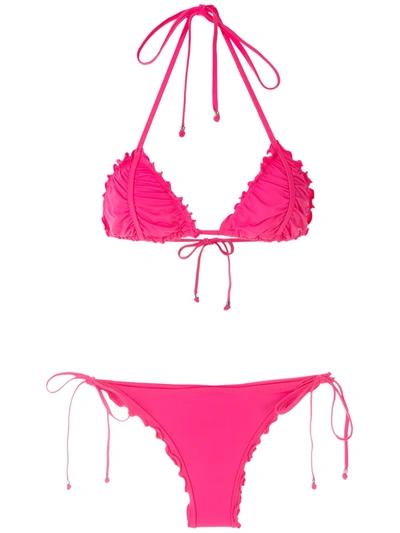 Shop Amir Slama Ripple Effect Bikini Set In Pink