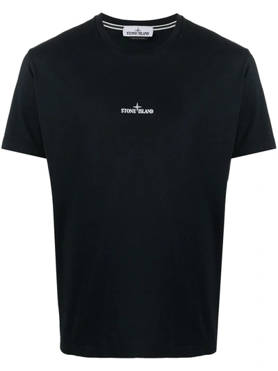 Shop Stone Island Logo Print T-shirt In Black
