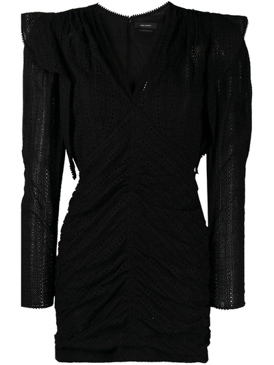 Shop Isabel Marant Shoulder-detail Lace Minidress In Black
