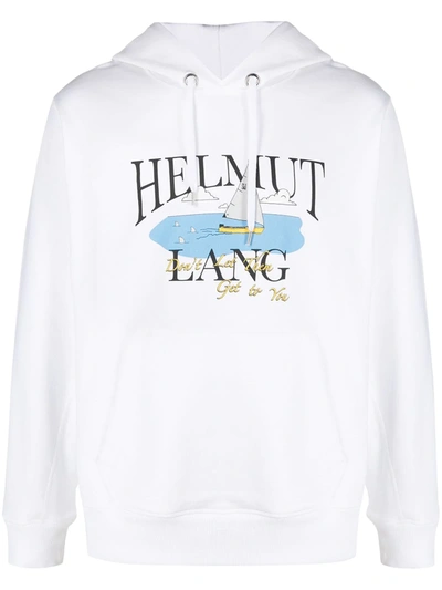 Shop Helmut Lang X Saintwoods Ocean Logo-print Cotton Hoodie In White