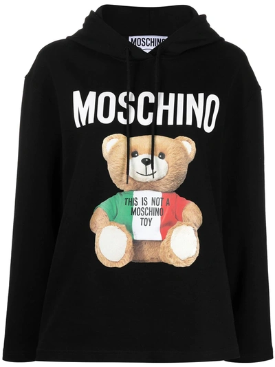 Shop Moschino Teddy Logo-print Hoodie In Black