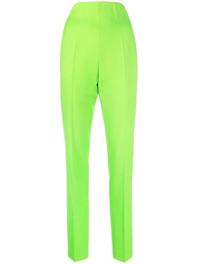 Shop Attico High-waisted Straight-leg Trousers In Green