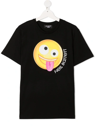 Shop Neil Barrett Teen Smiley-print T-shirt In Black