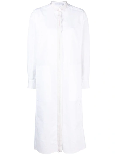 Shop Agnona Long Cotton-linen Shirt In White