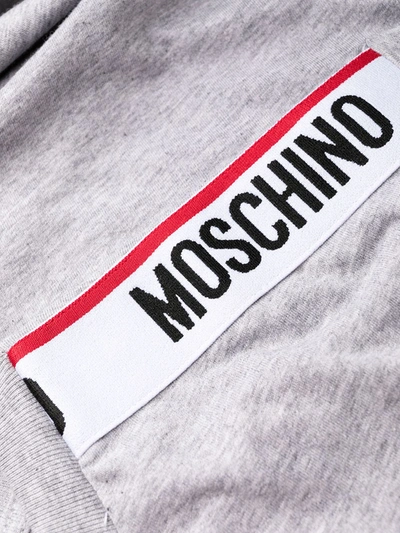 Shop Moschino Logo-tape Lounge T-shirt In Grey