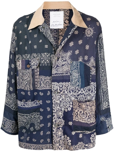 Shop Readymade Paisley Panel Shirt In Blue