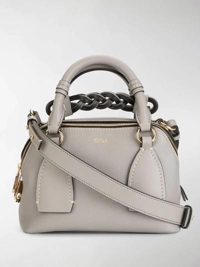 Shop Chloé Small Daria Top-handle Bag In Grey