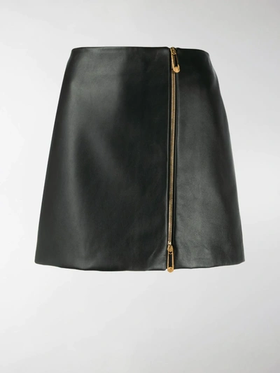 Shop Versace Asymmetric-zip A-line Skirt In Black