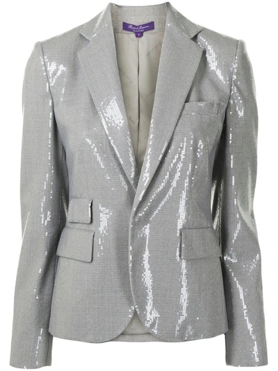 Polo Ralph Lauren Single Breasted Sequin Blazer In Grey