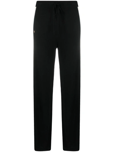 Shop Chinti & Parker Heritage Stripe Knitted Track Pants In Black