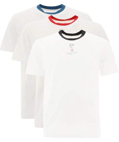 Shop Maison Margiela "stamp" 3-pack T-shirt In White