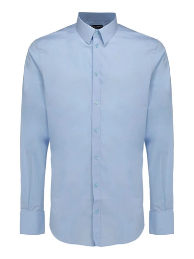 Shop Dolce & Gabbana Cotton Poplin Shirt In Light Blue
