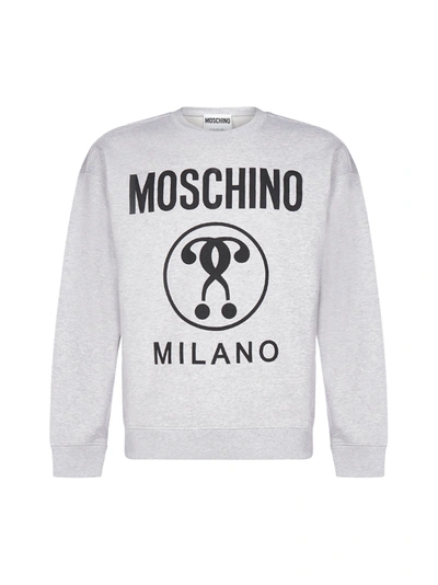 Shop Moschino Logo Cotton Sweatshirt In Fantasia Grigio