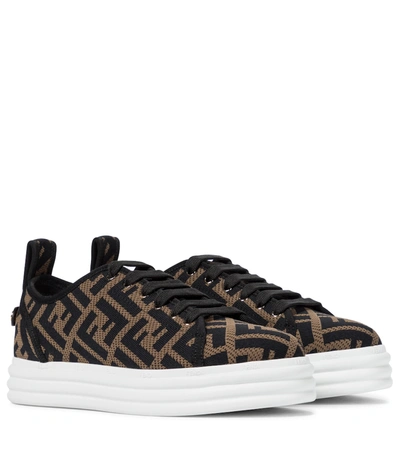 Shop Fendi Rise Mesh Sneakers In Brown