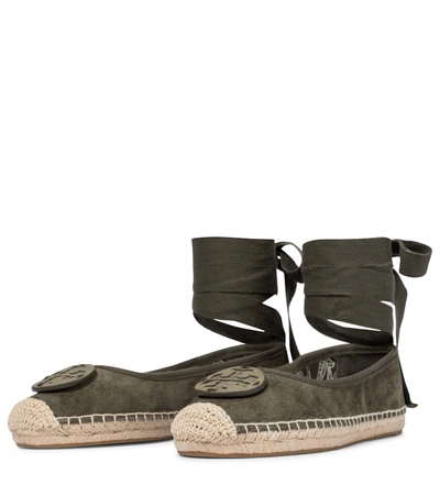 Shop Tory Burch Minnie Suede Espadrilles In Green