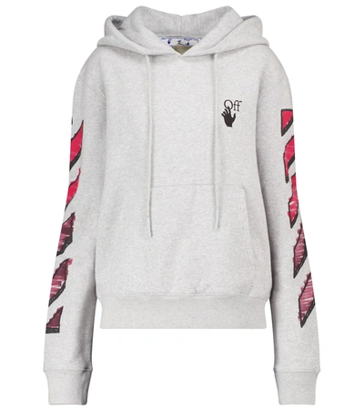 Shop Off-white Marker Arrows Cotton Jersey Hoodie In Grey