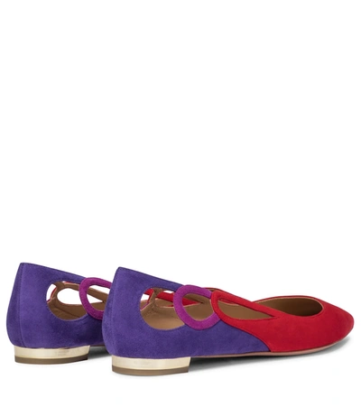 Shop Aquazzura Fenix Suede Ballet Flats In Red