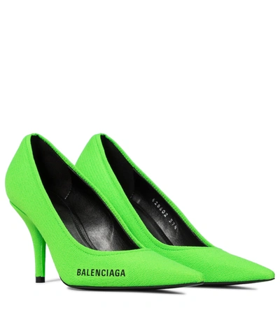 Shop Balenciaga Knife Knit Pumps In Green