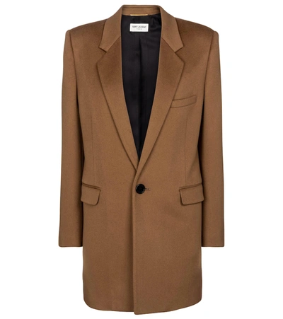 Shop Saint Laurent Wool And Cashmere Coat In Brown