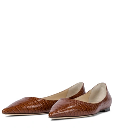 Shop Jimmy Choo Love Leather Ballet Flats In Brown