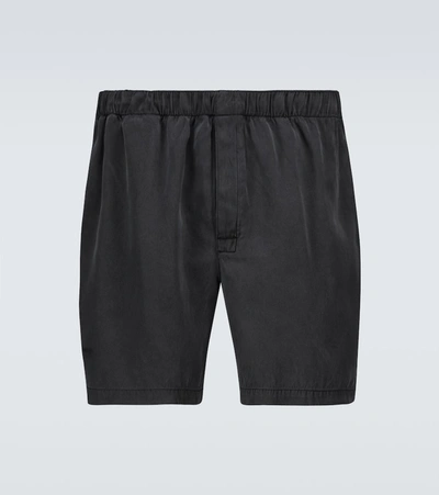Shop Bottega Veneta Silk Twill Shorts In Black