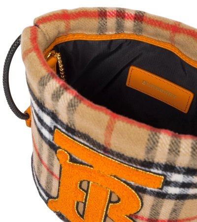 Shop Burberry Vintage Check Wool Bucket Bag In Beige