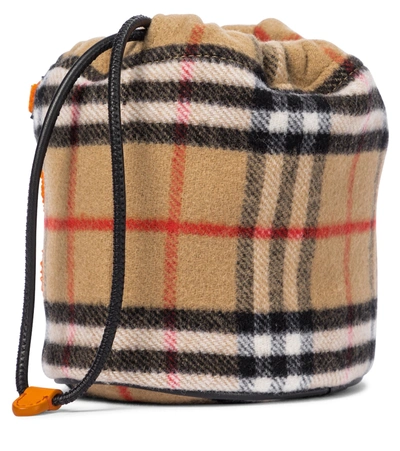 Shop Burberry Vintage Check Wool Bucket Bag In Beige
