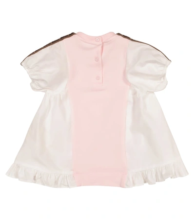 Shop Fendi Baby Logo Cotton-blend Dress In White