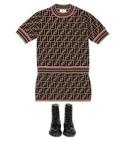 Shop Fendi Ff Knit Top In Brown
